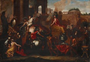 The Triumph of Alexander the Great in Babylon by Charles Le Brun (Follower) Oil Painting