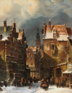 Winterliche Stadtansicht by Charles Leickert Oil Painting