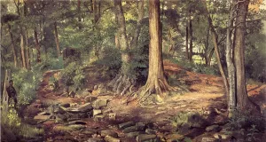 Young Girl at Forest Spring by Charles Lewis Fussell Oil Painting
