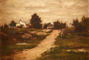 Farmhouse on a Hill by Charles Linford Oil Painting