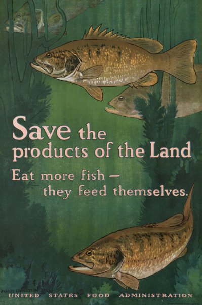 Save the products of the land. Eat more fish — they feed themselves  by Charles Livingston Bull - Hand-Painted Oil Painting Reproduction