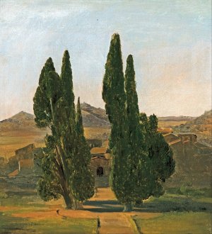 Cypress trees at the Villa d'Este by Charles Lock Eastlake Oil Painting