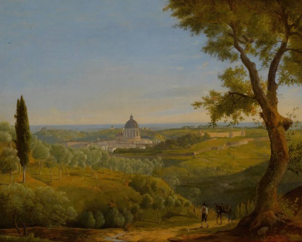 Rome, a view of Saint Peter's from Monte Mario by Charles Lock Eastlake - Hand-Painted Oil Painting Reproduction