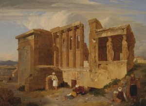 The Erechtheum, Athens, with Figures in the Foreground by Charles Lock Eastlake Oil Painting