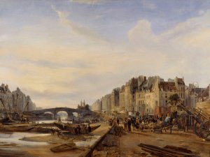 Le Pont-Marie et le port Saint-Paul by Charles-Louis Mozin Oil Painting