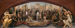 Les quatre ages artistiques de la France - Presentation des plans a Napoleon by Charles Louis Muller Oil Painting