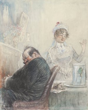 De grijsaard en de kikker by Charles-Lucien Leandre Oil Painting