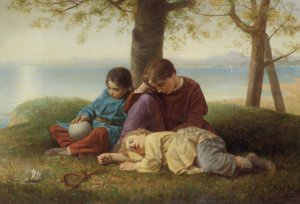 Noontide Repose by Charles Lucy Oil Painting