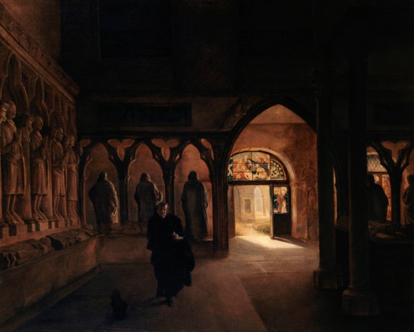 La salle des sculptures du XIVe siecle au musee des Monuments francais  by Charles Marie Bouton - Hand-Painted Oil Painting Reproduction