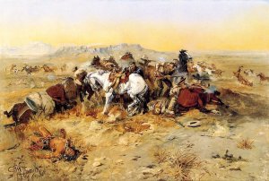 A Desperate Stand by Charles Marion Russell Oil Painting