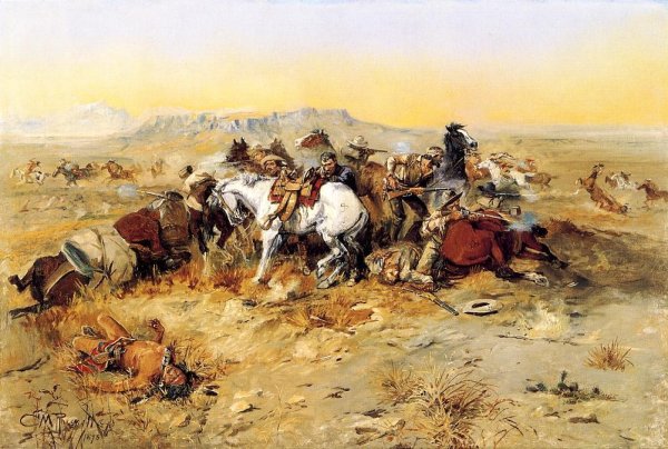 Main Product Photo of A Desperate Stand Painting by Charles Marion Russell
