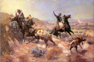 A Serious Predicament by Charles Marion Russell - Oil Painting Reproduction