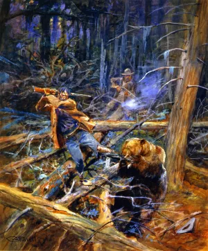 A Wounded Grizzly painting by Charles Marion Russell