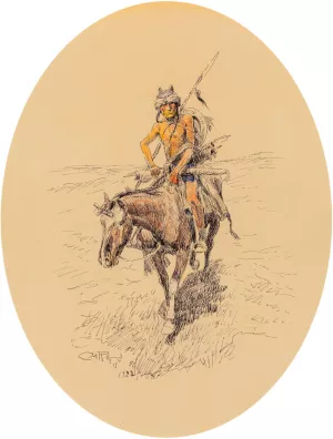Assiniboine Warrior by Charles Marion Russell Oil Painting