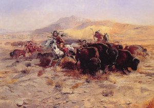 Buffalo Hunt Oil painting by Charles Marion Russell