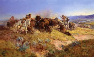 Buffalo Hunt No.40 by Charles Marion Russell - Oil Painting Reproduction