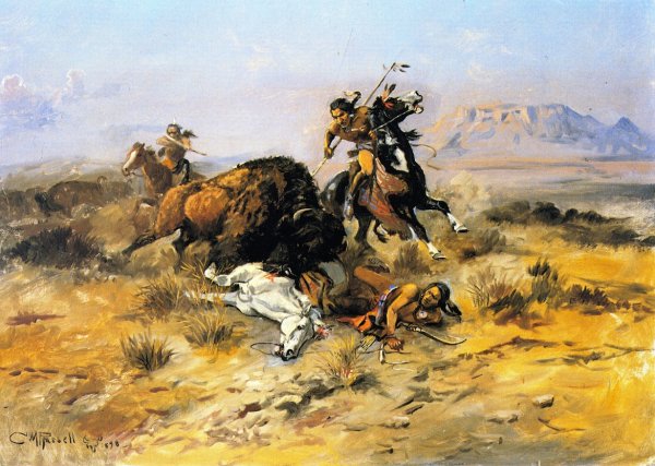 Main Product Photo of Buffalo Hunt Painting by Charles Marion Russell
