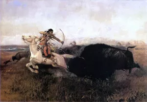 Buffalo Hunter by Charles Marion Russell - Oil Painting Reproduction
