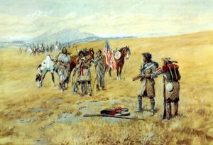 Captain Lewis Meeting the Shoshones by Charles Marion Russell Oil Painting