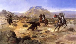 Capturing the Grizzly by Charles Marion Russell - Oil Painting Reproduction