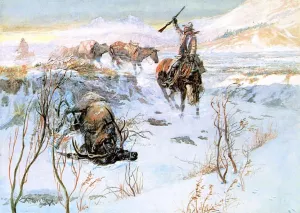Christmas Dinner for the Men on the Trail by Charles Marion Russell - Oil Painting Reproduction