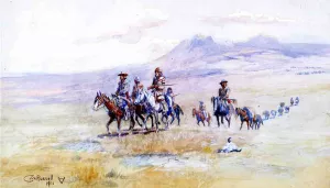 Coming Across the Plain by Charles Marion Russell Oil Painting