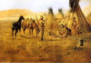 Cowboy Bargaining for an Indian Girl painting by Charles Marion Russell