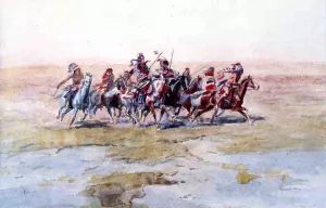Cree War Party by Charles Marion Russell - Oil Painting Reproduction