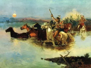 Crossing the Range by Charles Marion Russell - Oil Painting Reproduction