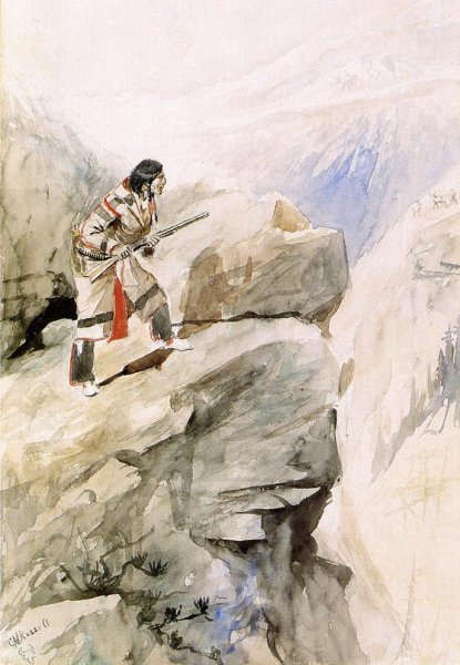Main Product Photo of Crow Sheep Hunter Painting by Charles Marion Russell