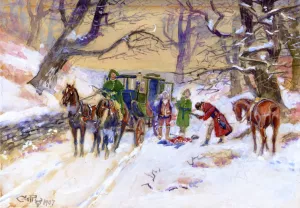 Holdup on the Boston Road Oil painting by Charles Marion Russell