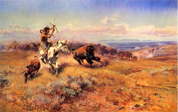 Main Product Photo of Horse of the Hunter also known as Fresh Meat Painting by Charles Marion Russell