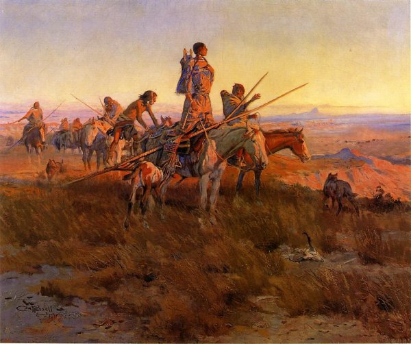 Main Product Photo of In the Wake of the Buffalo Hunters Painting by Charles Marion Russell