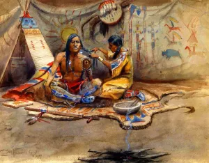 Indian Beauty Parlor by Charles Marion Russell Oil Painting