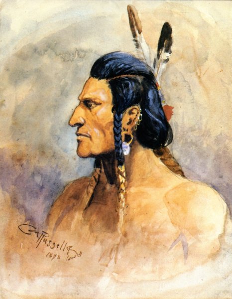 Indian Brave by Charles Marion Russell - Hand-Painted Oil Painting Reproduction