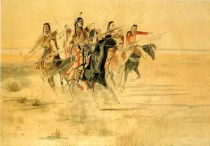 Indian Hunt by Charles Marion Russell - Oil Painting Reproduction