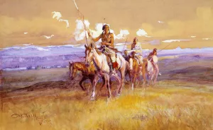 Indian Party by Charles Marion Russell - Oil Painting Reproduction