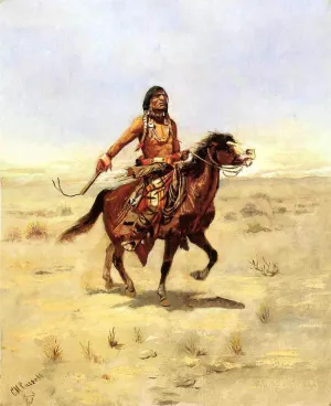 Indian Rider by Charles Marion Russell - Oil Painting Reproduction