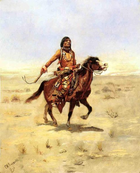 Indian Rider by Charles Marion Russell - Hand-Painted Oil Painting Reproduction