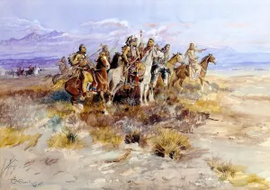 Indian Scouting Party by Charles Marion Russell - Oil Painting Reproduction
