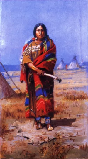 Indian Squaw by Charles Marion Russell Oil Painting