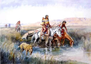 Indian Women Moving Camp by Charles Marion Russell - Oil Painting Reproduction
