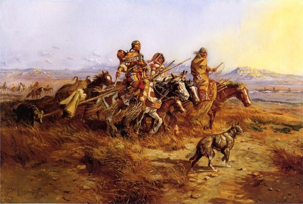 Main Product Photo of Indian Women Moving Painting by Charles Marion Russell