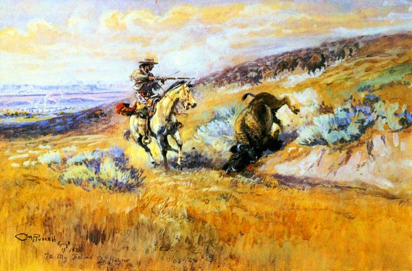 Main Product Photo of Meat for Wagons Painting by Charles Marion Russell