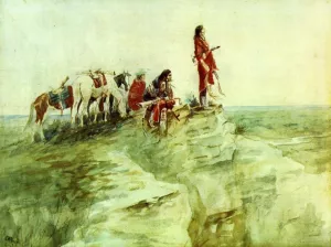 Medicine Rock by Charles Marion Russell - Oil Painting Reproduction