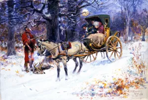 Old Christmas in New England by Charles Marion Russell Oil Painting