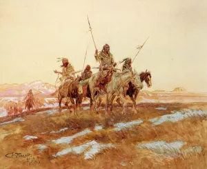 Piegan Hunting Party by Charles Marion Russell - Oil Painting Reproduction