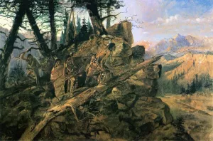 Plunder on the Horizon also known as Indians Discover Prospectors by Charles Marion Russell - Oil Painting Reproduction