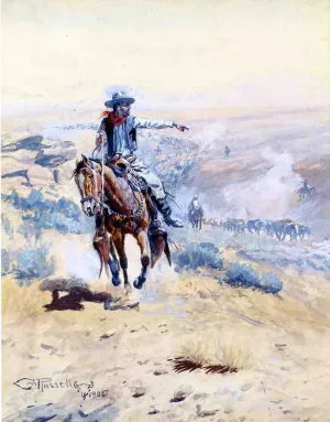 Pointing Out the Trail by Charles Marion Russell - Oil Painting Reproduction