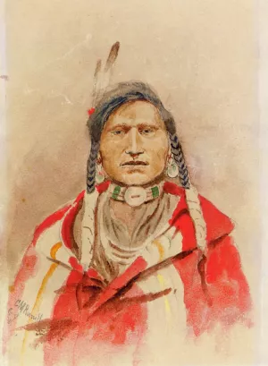 Portrait of an Indian by Charles Marion Russell - Oil Painting Reproduction